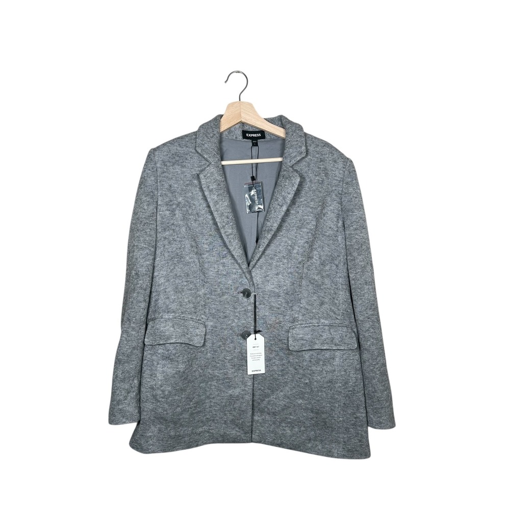 NEW Express Knit‎ Single Button Blazer Gray Size Large
